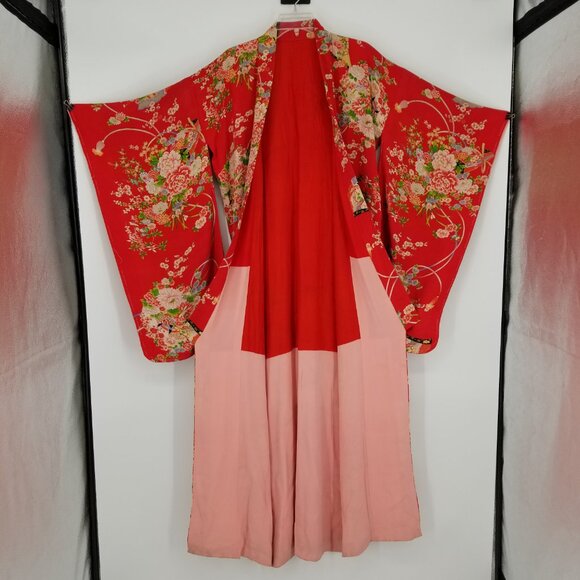 Vintage Authentic Silk Taisho Japanese Kimono from Japan (cir. pre 30s) Sz. XS-M - Picture 5 of 7